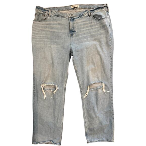 A&F Curve Love Baggy Low Rise Distressed Jeans 36L - Picture 1 of 5